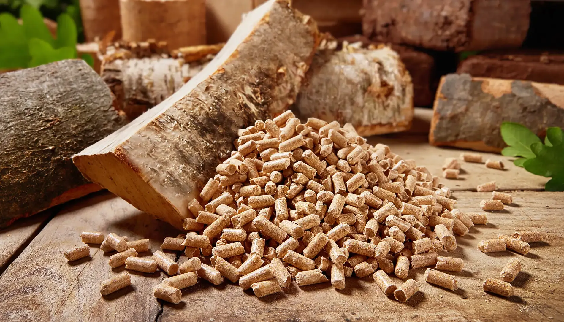 Wood pellets and split logs